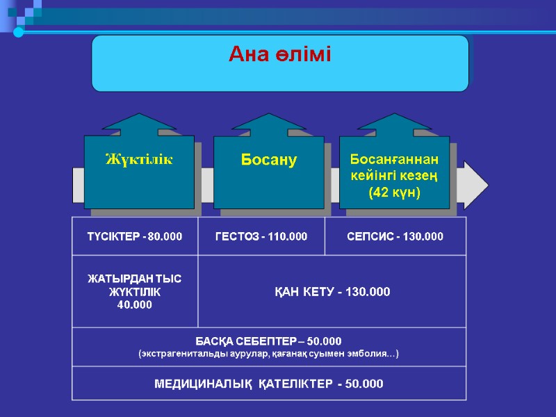 Ана өлімі  Жүктілік  Босану  Босанғаннан кейінгі кезең (42 күн)